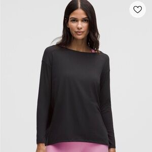 Lululemon Back In Action LE Black Long Sleeve Shirt Top size 10 cotton